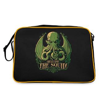 Cthulhu Release The Squid, Cosmic Horror Cthulhu - Retro Bag - black/gold - Back