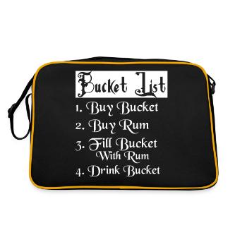 Bucket List 1. Buy Bucket 2. Buy Rum Alcohol Drink - Retro Tasche - Schwarz/Gold - Hinten