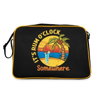 It's Rum O'Clock Somewhere Drinking Alcohol - Retro Tasche - Schwarz/Gold - Hinten