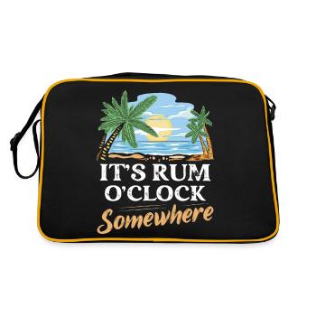 It's Rum O'Clock Somewhere Alcohol Drinking - Retro Tasche - Schwarz/Gold - Hinten