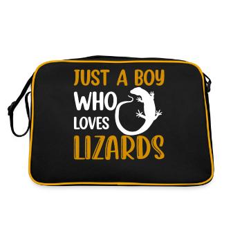 Just A Boy Who Loves Lizards Lizard Lover Reptile - Retro Tasche - Schwarz/Gold - Hinten