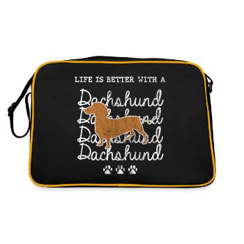 Leben mit Dackel - La vie est meilleure avec le teckel - Sac Retro - noir/or - Dos