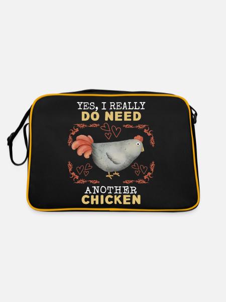 Funny chicken saying, chicken joke - Retro Bag - black/gold - Back