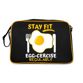 oeuf, oeuf au plat, dicton drôle, jeu de mots oeuf-cercise - Sac Retro - noir/or - Dos