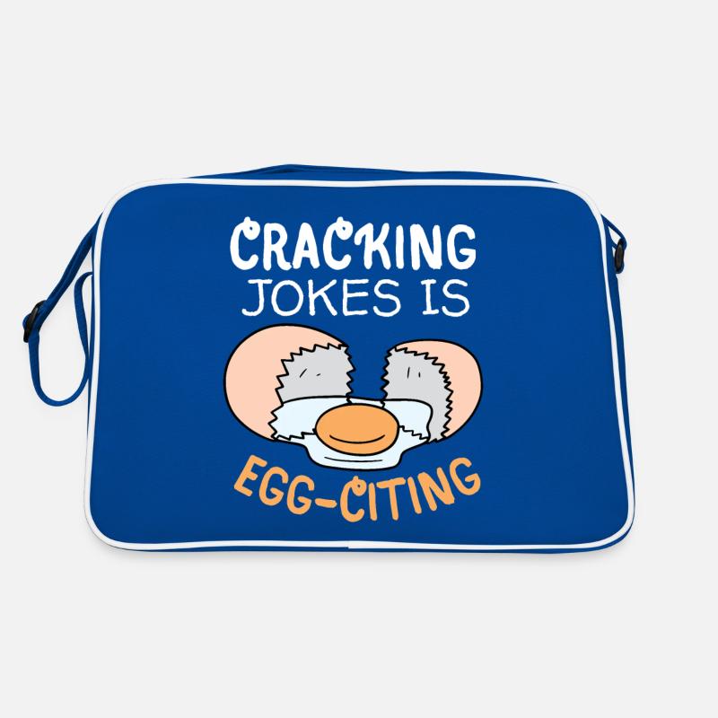 Ei, Eier, lustiger Spruch, Pun Egg-citing Witz Retro Tasche