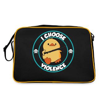 I choose violence - funny duck with sword - Retro Bag - black/gold - Back