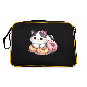 Chat kawaii avec beignet - Sac Retro - noir/or - Dos