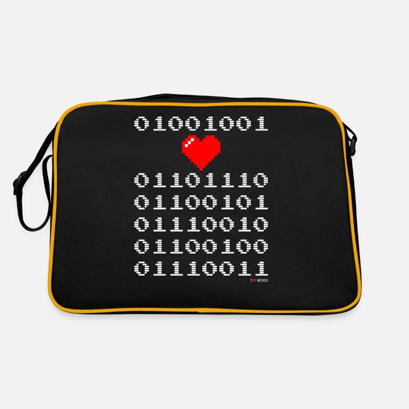 I Love Nerds T-Shirt - I Heart Nerds in Binary Retro Tasche