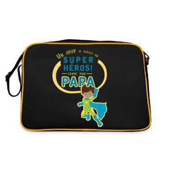 Un jour je serai un super héros comme mon papa - Sac Retro - noir/or - Dos
