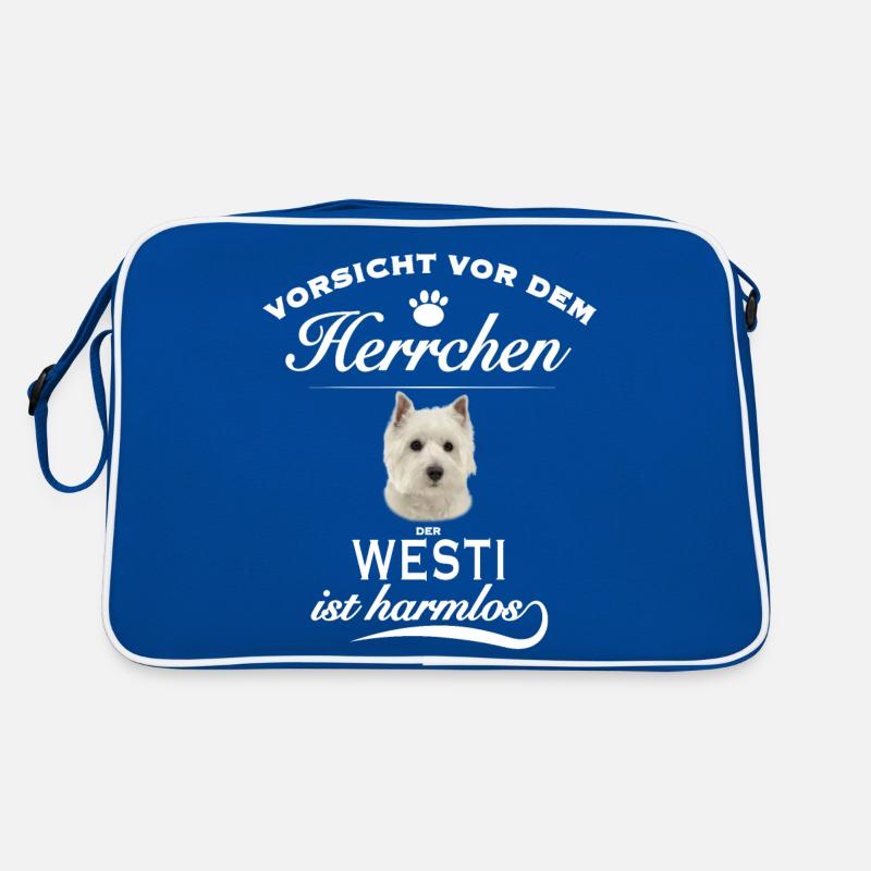 Vorsicht vor dem Herrchen, Hund harmlos - Westi Retro Tasche