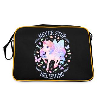 Licorne, Licorne Kawaii et Papillons - Sac Retro - noir/or - Dos