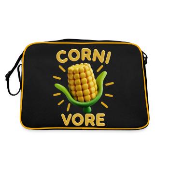 Corn on the cob, 3d, Corn funny saying Pun Cornivore - Retro Bag - black/gold - Back