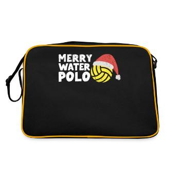 Fröhliche Wasserball Spieler Fan Trainer Weihnacht - Retro Tasche - Schwarz/Gold - Hinten