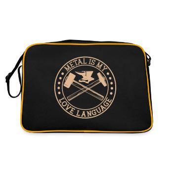Blacksmithing Metal Is My Love Language Gift Idea - Retro Bag - black/gold - Back