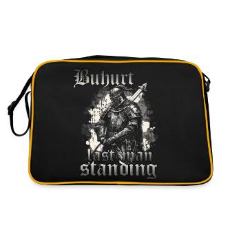 Bouhourt Mittelalter Ritterturnier Tjost Buhurt - Retro Tasche - Schwarz/Gold - Hinten