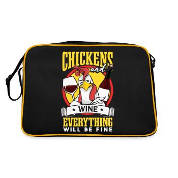 Poulets et vin | Éleveur de poulets - Sac Retro - noir/or - Dos