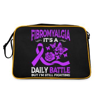 Fibromyalgie Es Ist Ein Täglicher Kampf, Aber Ich - Retro Tasche - Schwarz/Gold - Hinten
