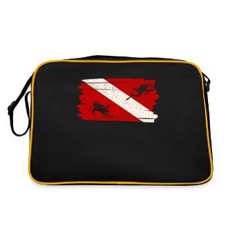 Drapeau de plongée Drôle de plongeur Amoureux de la plongée Océan - Sac Retro - noir/or - Dos
