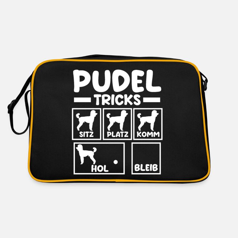 Hund Pudel - Retro Tasche - Schwarz/Gold