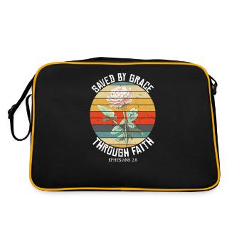 Sauvé par la grâce Éphésiens Écriture Citation chrétienne - Sac Retro - noir/or - Dos