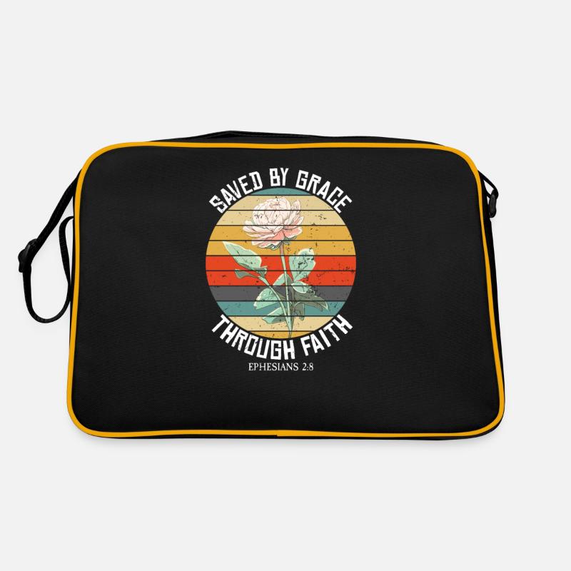 Saved By Grace Ephesians Scripture Christian Quote Retro Bag