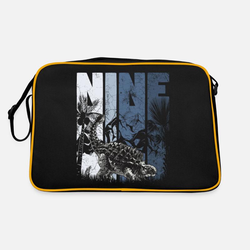 Ankylosaurus 9 ans Dino 9ème anniversaire - Sac Retro - noir/or