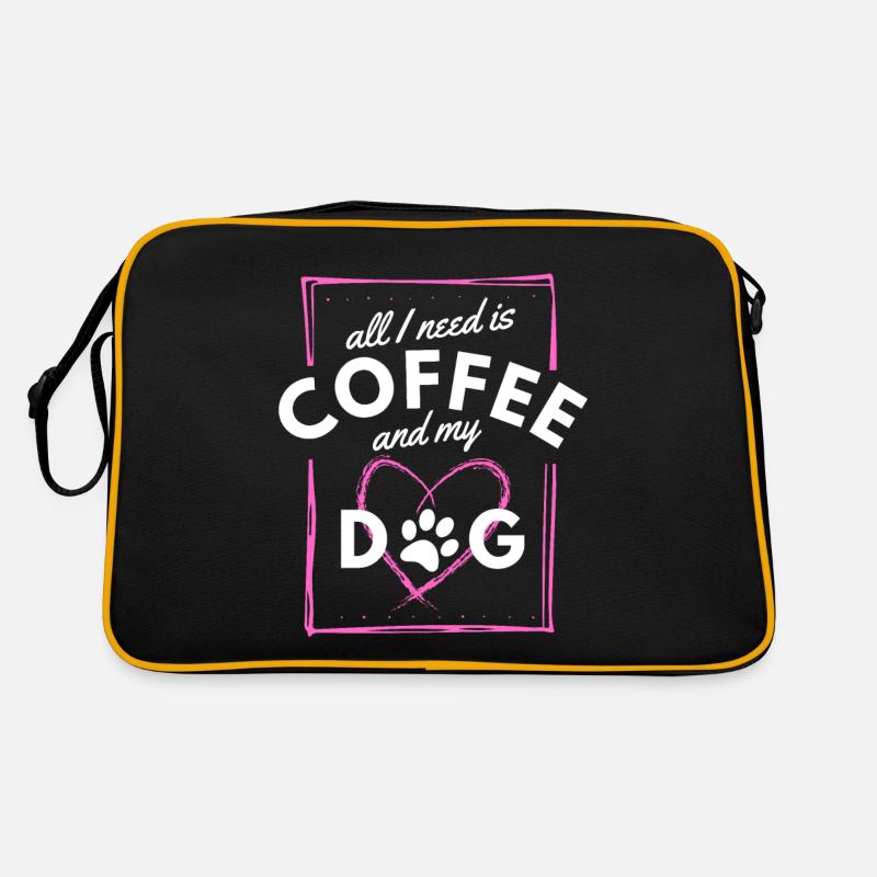 C’est drôle de dire que tout ce dont j’ai besoin, c’est de café et de chiens - Sac Retro - noir/or