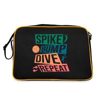 Spike Bump Dive Repeat Volleyball Graphic Gift - Retro Bag - black/gold - Back