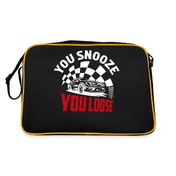 You Snooze You Loose Muscle Car Drag Racer - Retro Tasche - Schwarz/Gold - Hinten