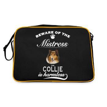 Beware of the mistress, harmless Collie - Retro Bag - black/gold - Back
