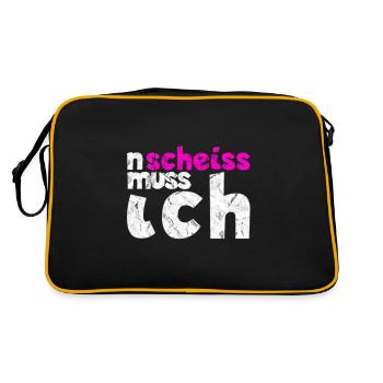 n scheiß muss ich tolle Sprüche für die Arbeit - Retro Tasche - Schwarz/Gold - Hinten