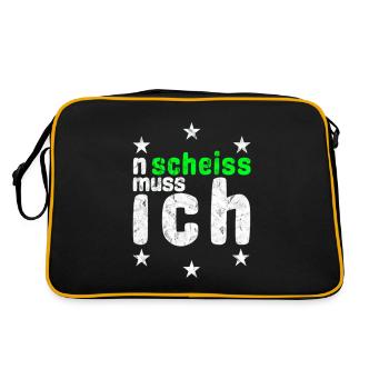 n scheiß muss ich tolle Sprüche für die Arbeit - Retro Tasche - Schwarz/Gold - Hinten