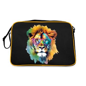 Buh den bebrillten Löwen aus - Retro Tasche - Schwarz/Gold - Hinten