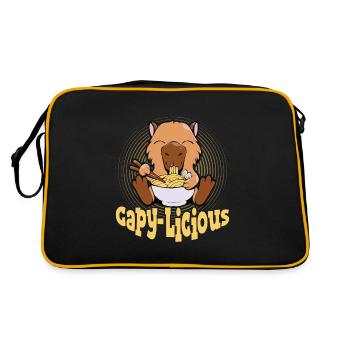 Capy-Licious Capybara Rodent Mammal - Retro Tasche - Schwarz/Gold - Hinten