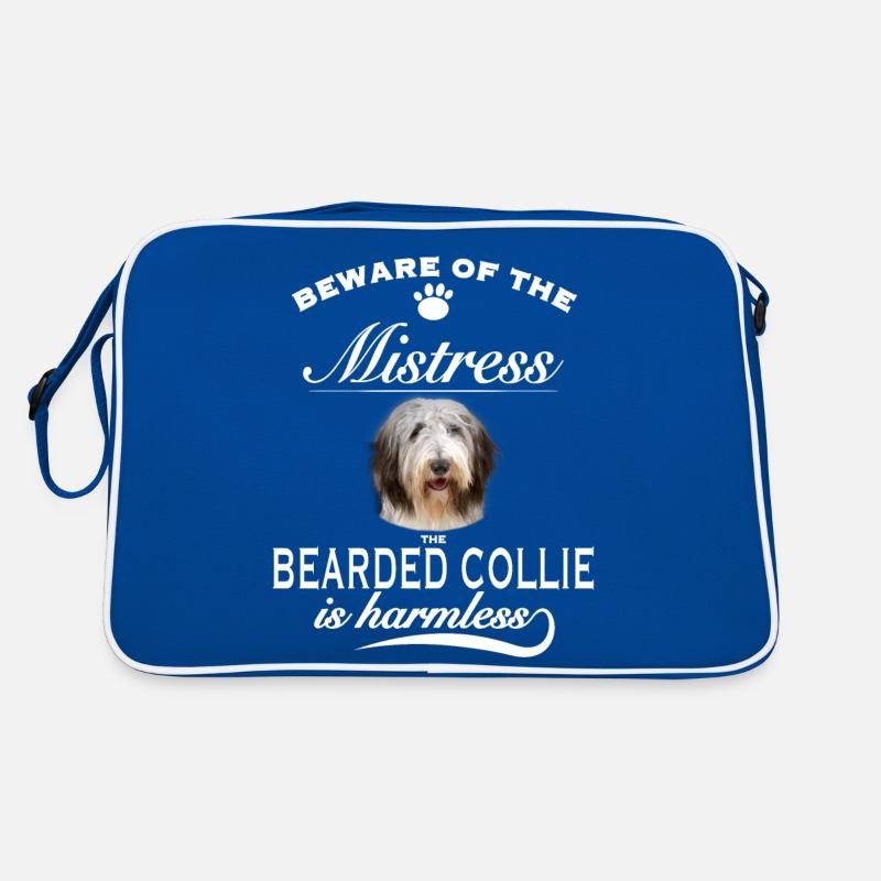 Beware of the mistress, harmless Bearded Collie Retro Bag