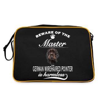 Beware of the master, German Wirehaired Pointer - Retro Tasche - Schwarz/Gold - Hinten