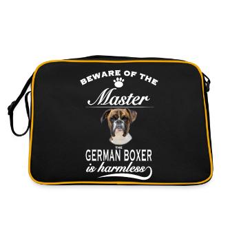 Méfiez-vous du maître et inoffensif boxeur allemand - Sac Retro - noir/or - Dos