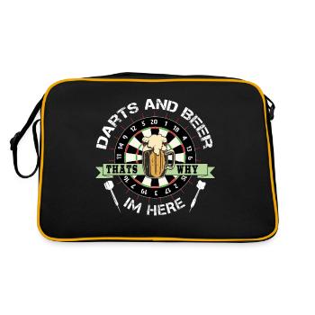 DART I Darts and Beer thats why im here - Retro Tasche - Schwarz/Gold - Hinten