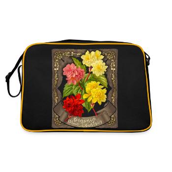 Fleur de bégonia, illustration botanique vintage - Sac Retro - noir/or - Dos