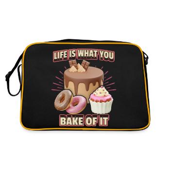 Dicton amusant de tarte, boulangerie, pâtisserie de gâteau - Sac Retro - noir/or - Dos