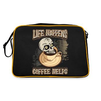 Buveur de café drôle de dicton avec crâne - Sac Retro - noir/or - Dos