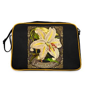 Vintage Lily, Tiger Lily, Botanical Illustration - Retro Bag - black/gold - Back