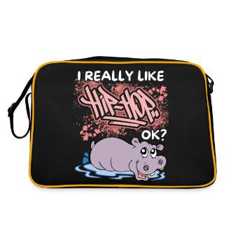 Drôle d’hippopotame, hippopotame, hip-hop dicton, jeu de mots - Sac Retro - noir/or - Dos