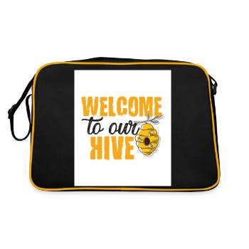 Bienvenue dans notre ruche - Sac Retro - noir/or - Dos