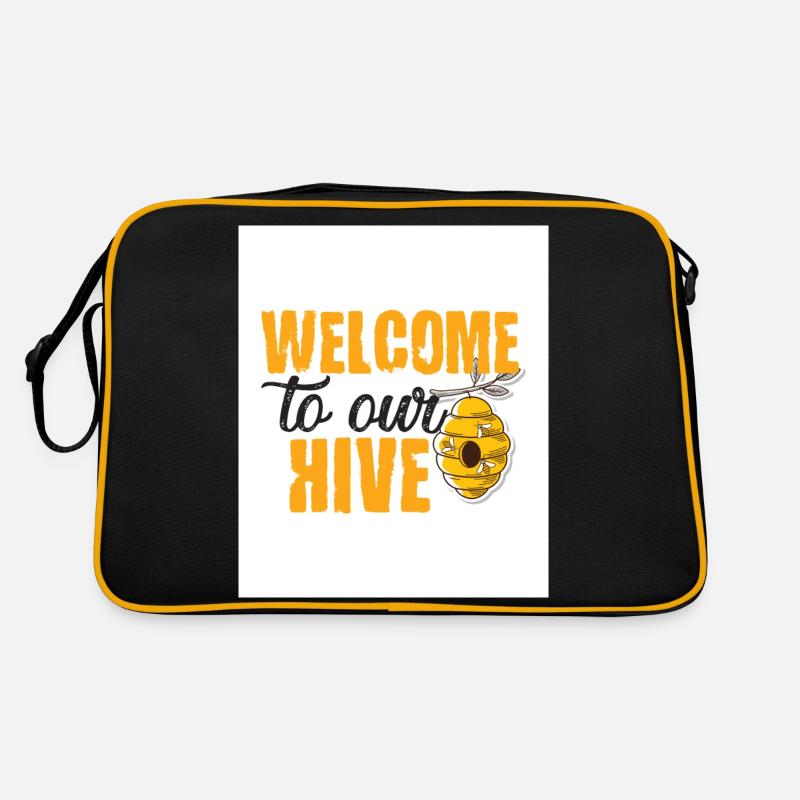 Welcome to our beehive - Retro Bag - black/gold
