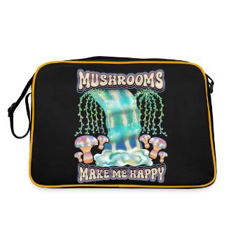 Champignons Magiques, Champignons Psychédéliques Surréalisme - Sac Retro - noir/or - Dos