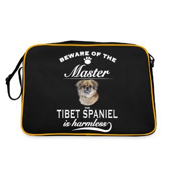Beware of the master, harmless Tibet Spaniel - Retro Tasche - Schwarz/Gold - Hinten