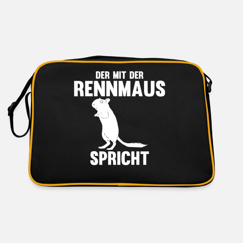 Maus Mäuse Rennmaus - Retro Tasche - Schwarz/Gold