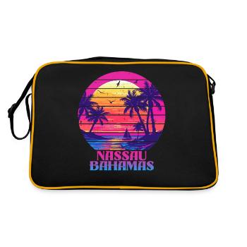 Sunset Nassau Bahamas Palm Tree Summer Island - Retro Bag - black/gold - Back