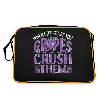When Life Gives You Grapes Crush Them - Retro Tasche - Schwarz/Gold - Hinten